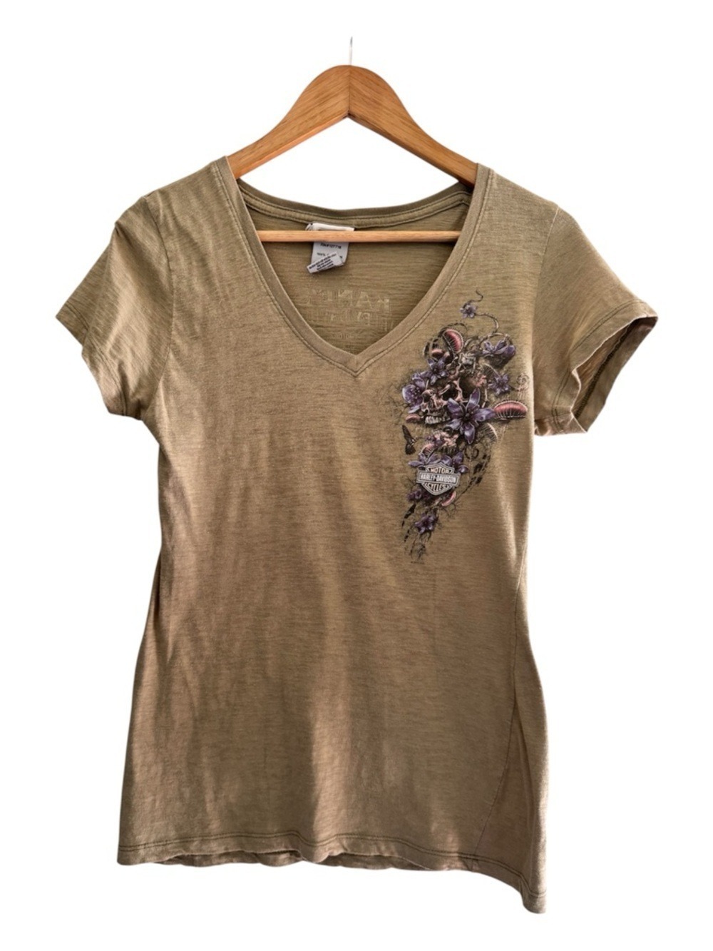 y2k harley davidson skull floral tee calgary biker grunge